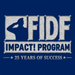 לוגו FIDF כסוף על רקע כחול כהה